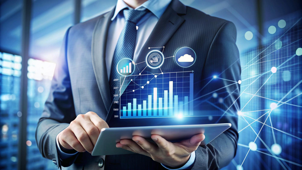 A man getting regulatory insights from AI